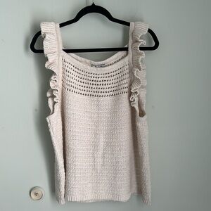 Madewell Cream Knit Ruffle Tank Top
